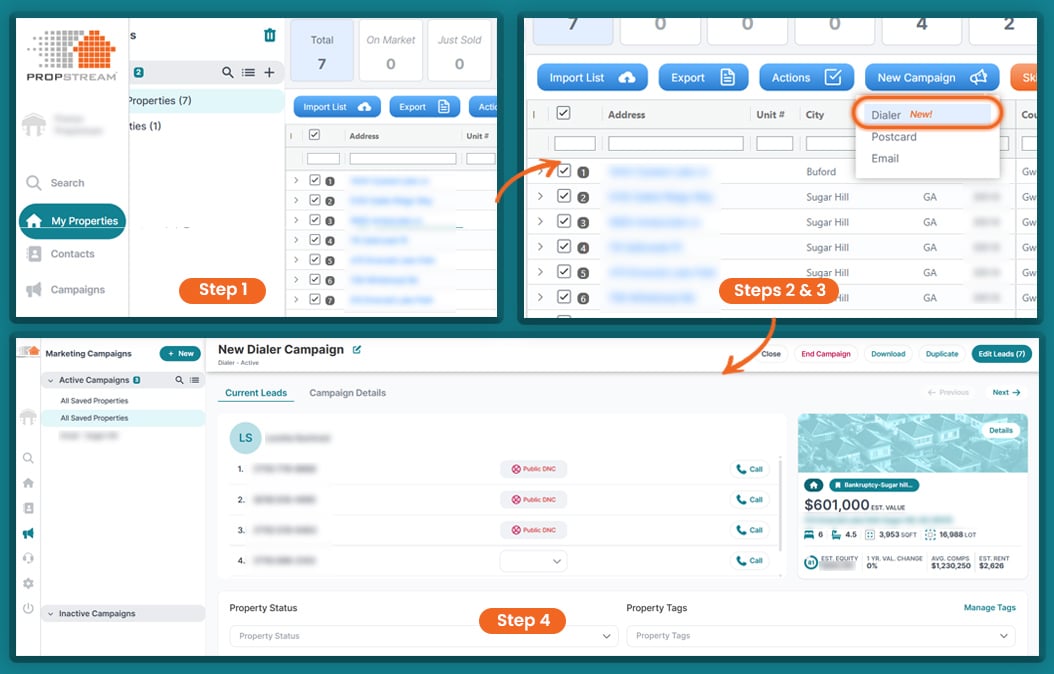 How to initiate a Dialer campaign in PropStream