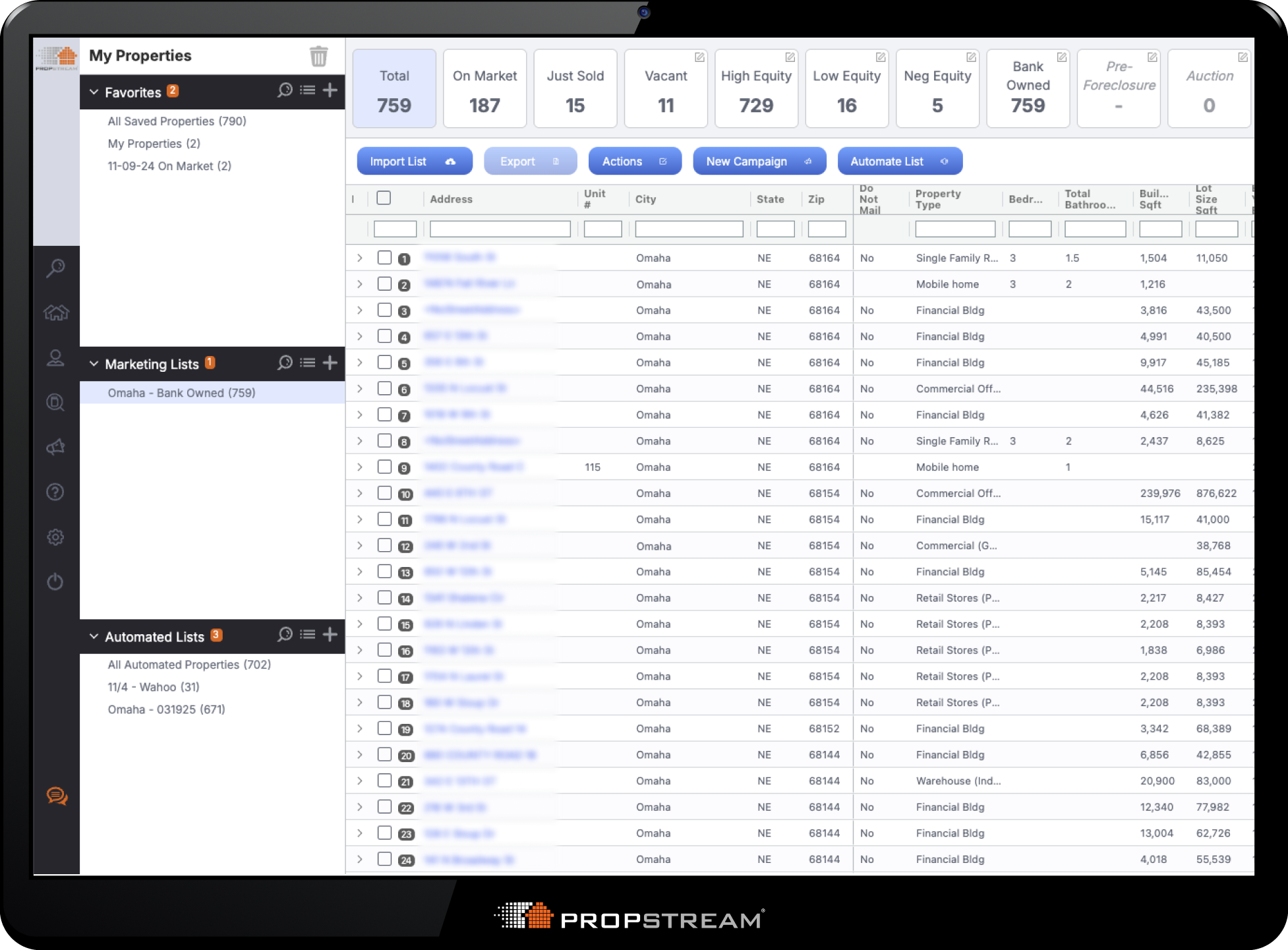 PropStream Lead Automator helps build your lead lists