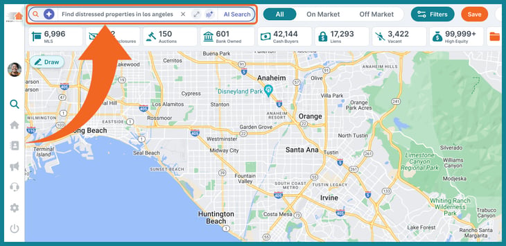 Use natural language to search for properties using AI Search in PropStream
