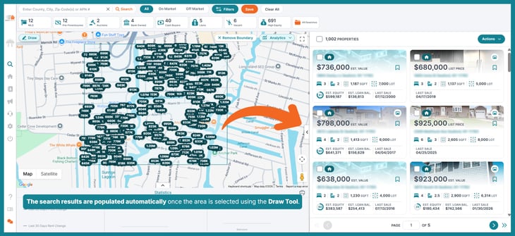 automatic searching using draw search tool