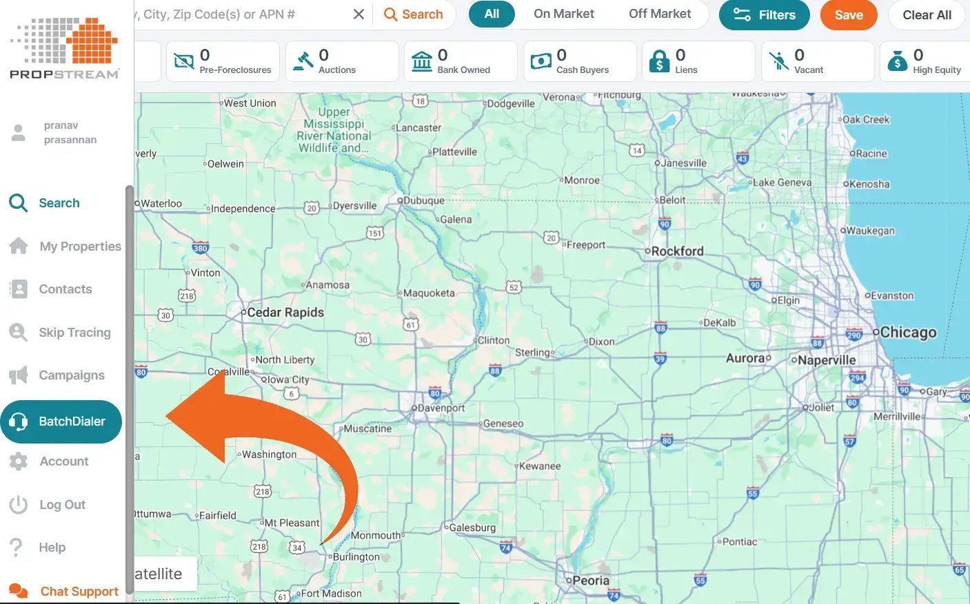 batchdialer button on propstream- preview