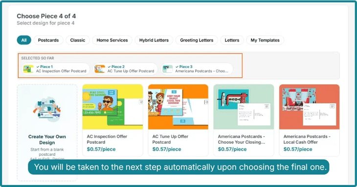 Choosing the mailer pieces