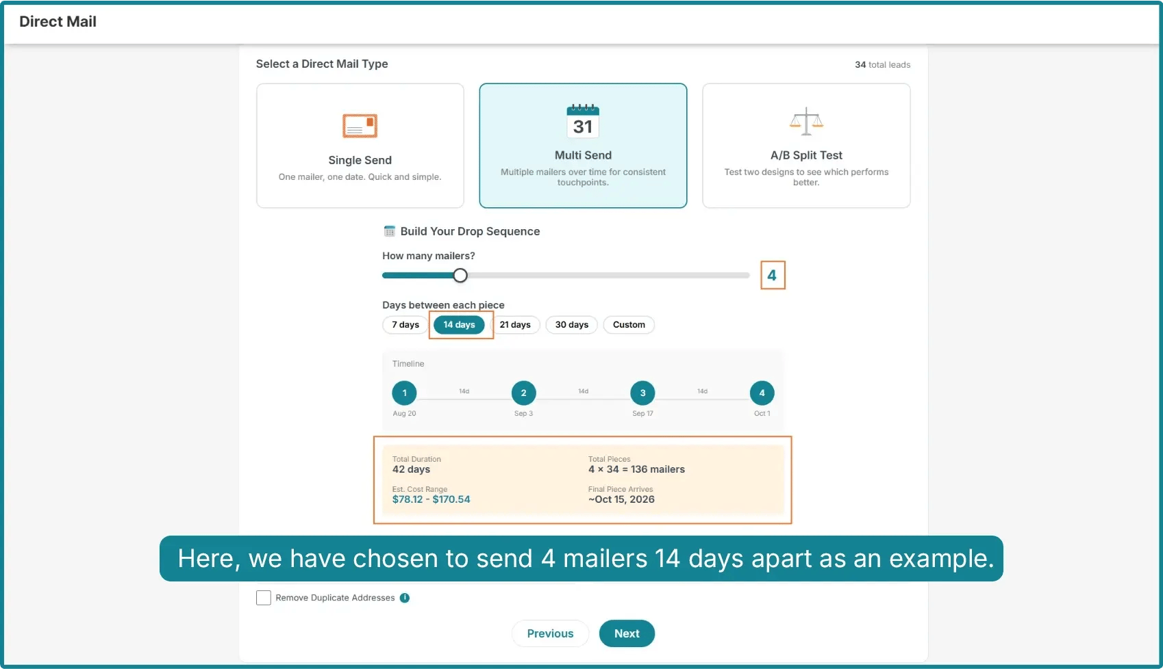 configure multi drop sequence