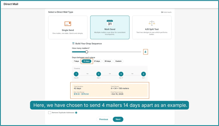 configure multi drop sequence