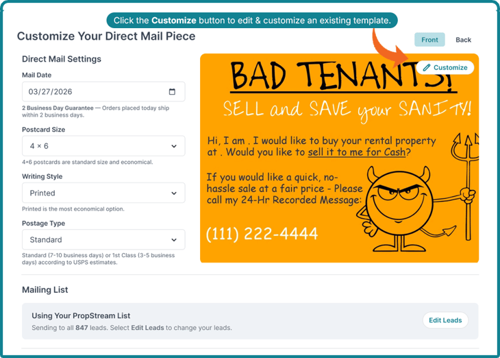Customize Button - Customize existing templates