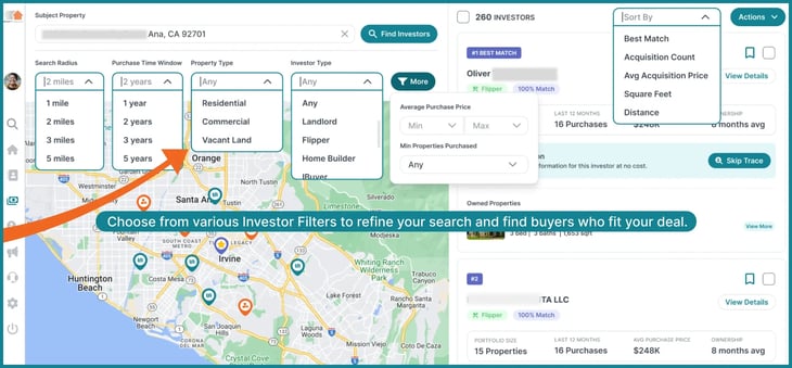 Filters to narrow down your search