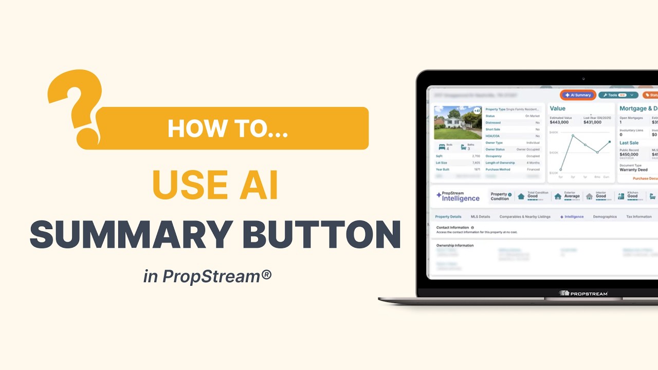 how to use ai summary button in propstream
