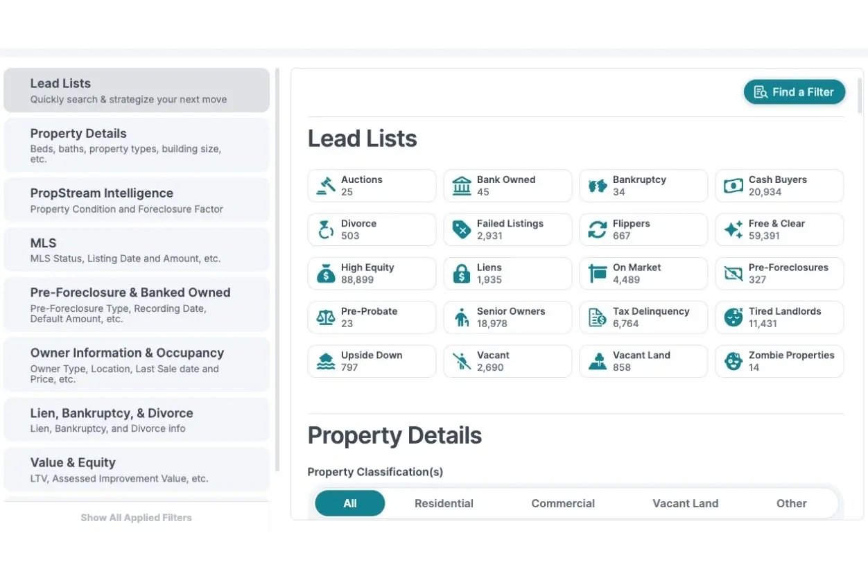 lead list menu