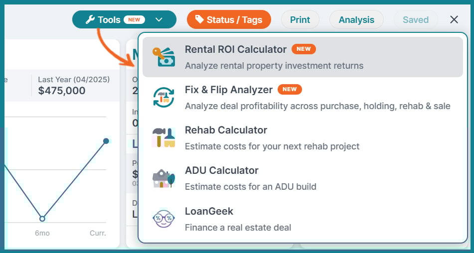 updated tools dropdown