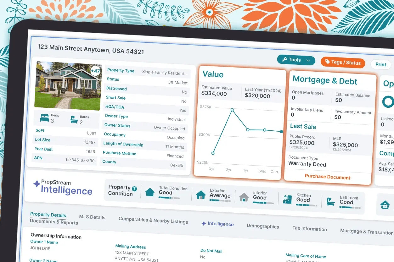 image showing PropStream mortgage info and real estate data