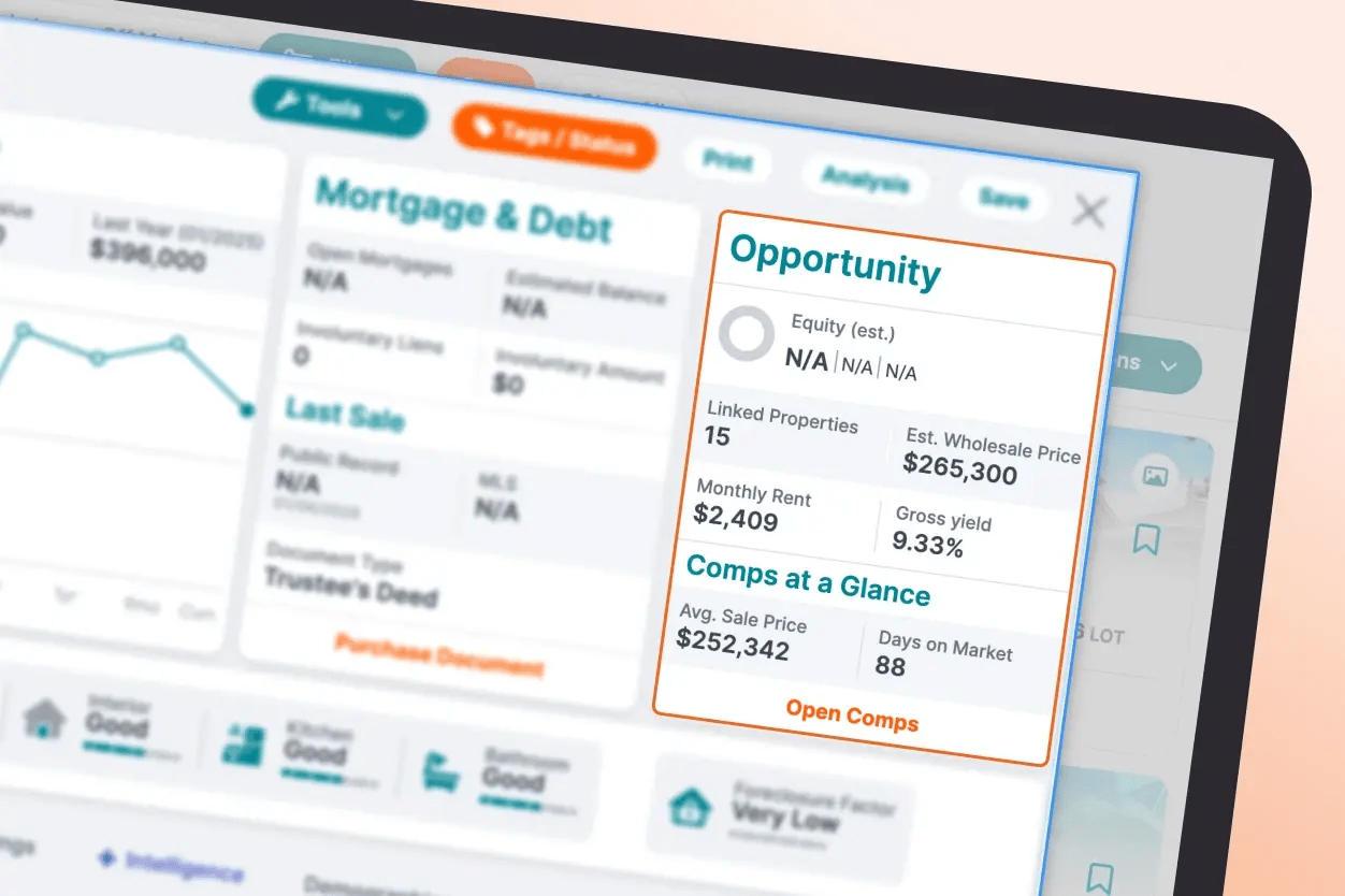 Estimated Wholesale Value screen in PropStream app
