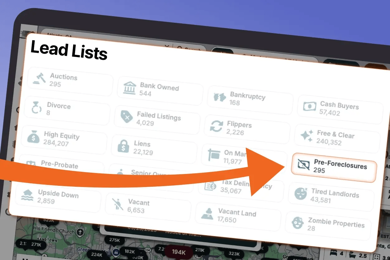 PropStream's pre-foreclosure lead list