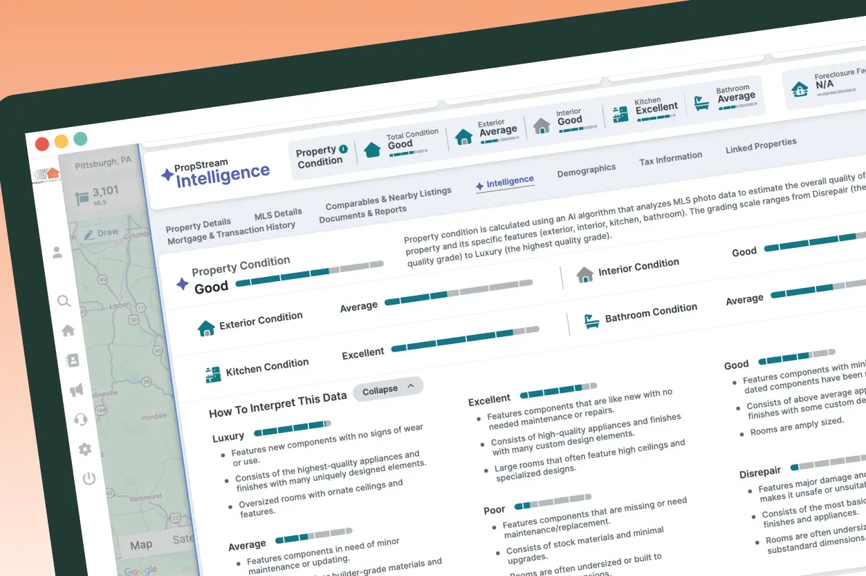 Showcase In-app - property condition score on PropStream