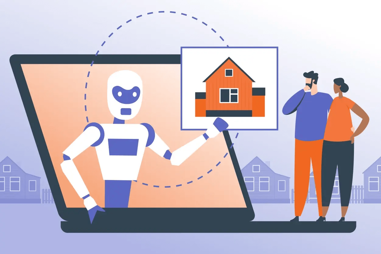 A picture showing AI as a helping hand for Agents enabling them to analuze properties faster.