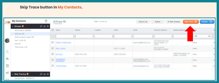 skip trace button in my contacts-1