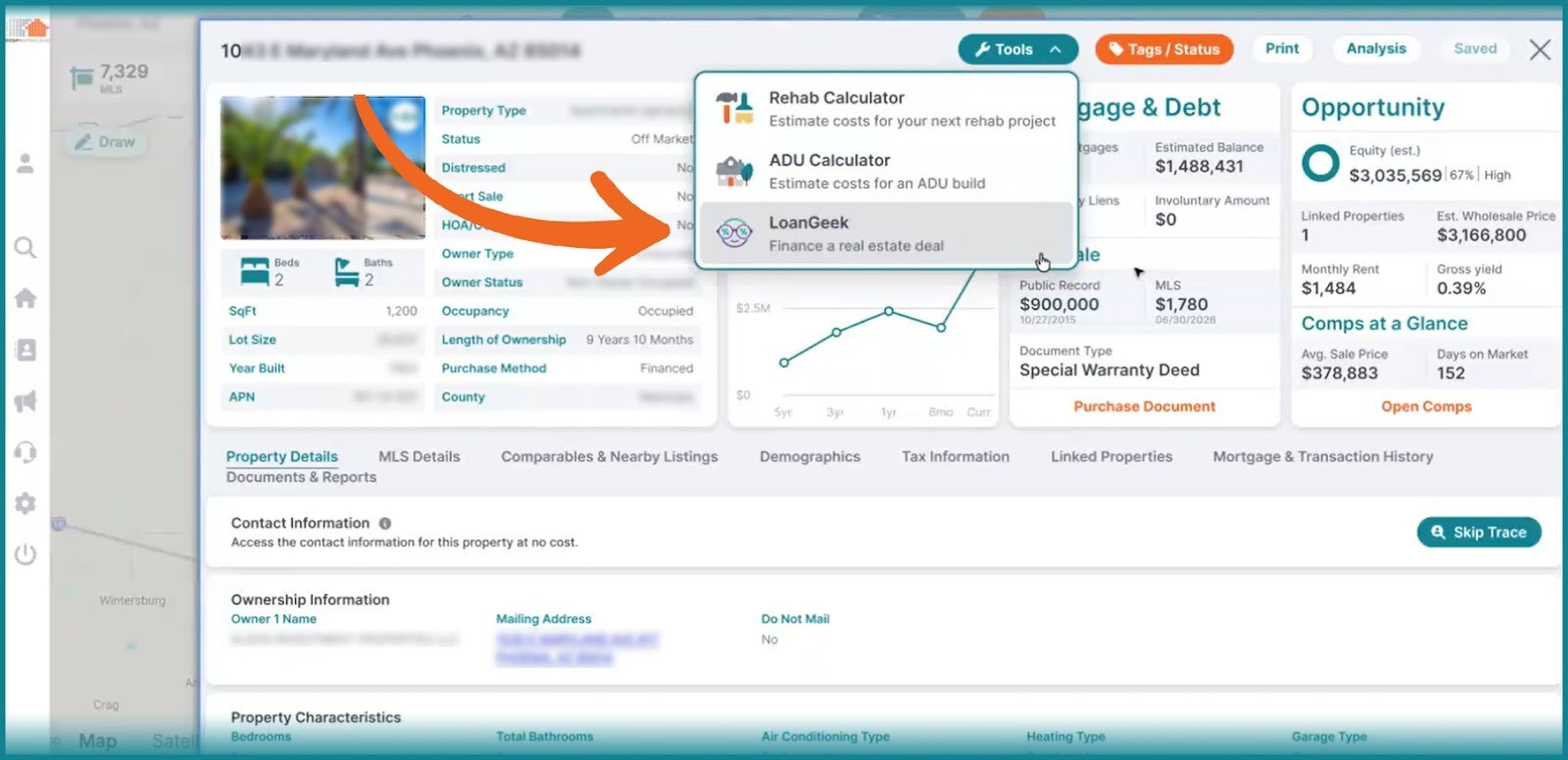 Step 1: Access LoanGeek From the Property Card