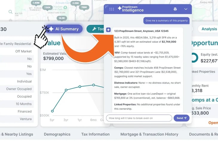 AI Summary Button from PropStream