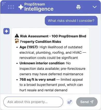 Ask any real estate question with PropStream Intelligence Assistant